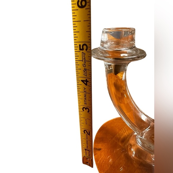 Vintage 1950 Clear Lead Crystal Glass U-shaped Candle Holders Set Of 2 - Picture 5 of 7